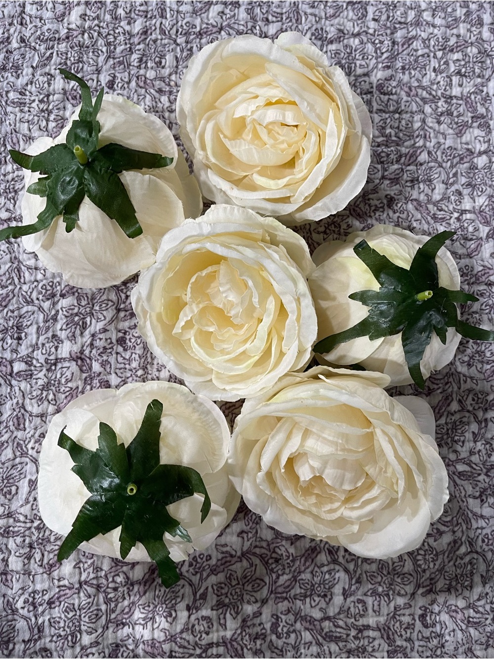 Ivory Ranunculus Flower Heads - Set of 6